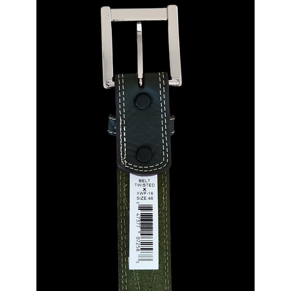 Twisted X Western Cowboy Ranger Leather Belt Green Rugged Texture Size 46 - Picture 5 of 5